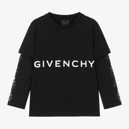 Givenchy-Boys Black Cotton Disney Graphic Top | Childrensalon Outlet