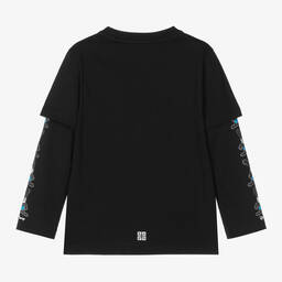 Givenchy-Boys Black Cotton Disney Graphic Top | Childrensalon Outlet