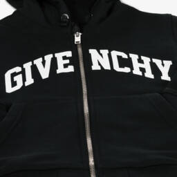 Givenchy-Boys Black Cotton Zip-Up Hoodie | Childrensalon Outlet