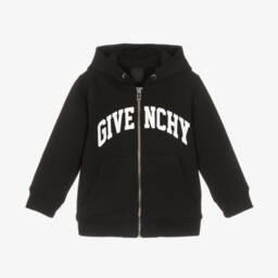 Givenchy-Boys Black Cotton Zip-Up Hoodie | Childrensalon Outlet