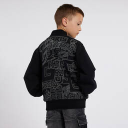 Givenchy-Boys Black Embroidered Cotton Jacket | Childrensalon Outlet