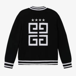 Givenchy-توب بسحاب مزيج قطن وكشمير محبوك لون أسود للأولاد | Childrensalon Outlet