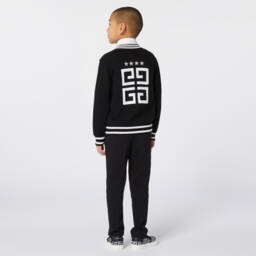Givenchy-توب بسحاب مزيج قطن وكشمير محبوك لون أسود للأولاد | Childrensalon Outlet