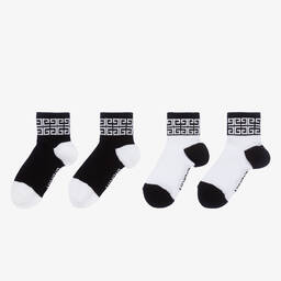 Givenchy-Boys Black & White Logo Socks (2 Pack) | Childrensalon Outlet