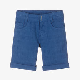 Givenchy-Boys Blue Cotton Jacquard 4G Logo Shorts | Childrensalon Outlet