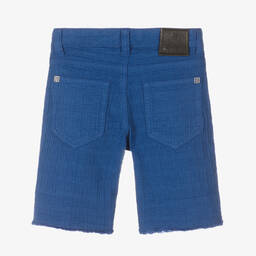 Givenchy-Boys Blue Cotton Jacquard 4G Logo Shorts | Childrensalon Outlet