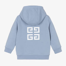 Givenchy-Boys Blue Cotton Logo Zip-Up Hoodie | Childrensalon Outlet