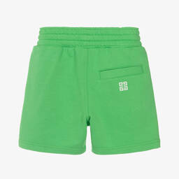 Givenchy-Boys Green Cotton Varsity Shorts | Childrensalon Outlet