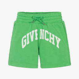 Givenchy-Boys Green Cotton Varsity Shorts | Childrensalon Outlet