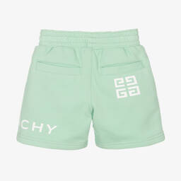 Givenchy-Boys Green Logo Jersey Shorts | Childrensalon Outlet