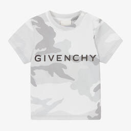 Givenchy-Boys Grey Camouflage Cotton T-Shirt | Childrensalon Outlet