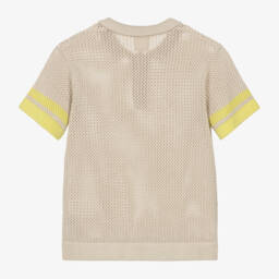 Givenchy-Boys Knitted Beige Polo Top | Childrensalon Outlet