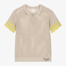 Givenchy-Boys Knitted Beige Polo Top | Childrensalon Outlet