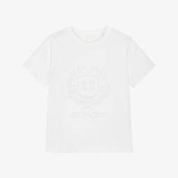 Givenchy-تي شيرت فاخر أبيض بشعار للأولاد | Childrensalon Outlet