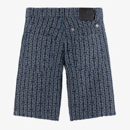 Givenchy-Boys Navy Jacquard Denim Shorts | Childrensalon Outlet