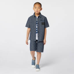 Givenchy-Boys Navy Jacquard Denim Shorts | Childrensalon Outlet