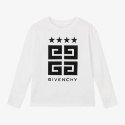 Givenchy-Boys White Cotton Graphic Tee | Childrensalon Outlet