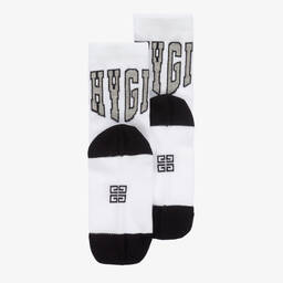 Givenchy-Boys White Cotton Varsity Ankle Socks | Childrensalon Outlet