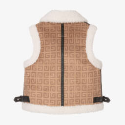 Givenchy-Girls Beige Sherpa Fleece Vest | Childrensalon Outlet
