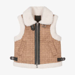 Givenchy-Girls Beige Sherpa Fleece Vest | Childrensalon Outlet