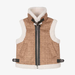 Givenchy-Girls Beige Sherpa Fleece Vest | Childrensalon Outlet