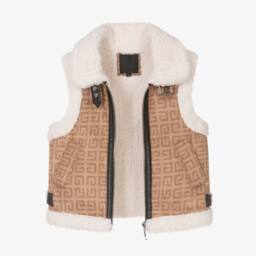 Givenchy-Girls Beige Sherpa Fleece Vest | Childrensalon Outlet