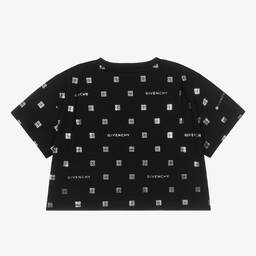 Givenchy-Girls Black Cotton 4G T-Shirt | Childrensalon Outlet