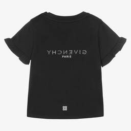 Givenchy-تيشيرت أطفال بناتي قطن لون أسود | Childrensalon Outlet