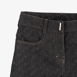 Givenchy-Girls Black Logo Wide Leg Trousers | Childrensalon Outlet