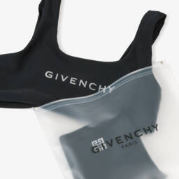 Givenchy-Girls Black & Silver Logo Print Bikini | Childrensalon Outlet