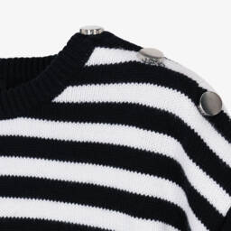 Givenchy-Girls Black Striped Knit Sweater | Childrensalon Outlet