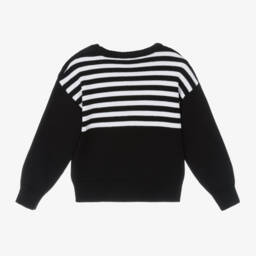 Givenchy-Girls Black Striped Knit Sweater | Childrensalon Outlet