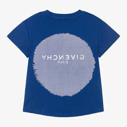 Givenchy-Girls Blue Cotton Logo T-Shirt | Childrensalon Outlet