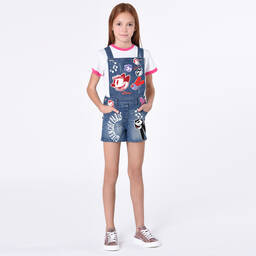 Givenchy-Girls Blue Denim Disney Dungaree Shorts | Childrensalon Outlet
