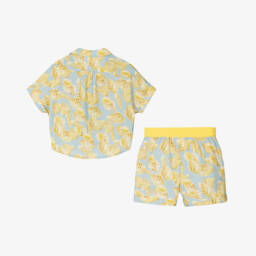 Givenchy-طقم شورت قطني أزرق للبنات بتصميم أصداف البحر | Childrensalon Outlet