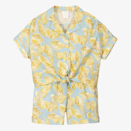 Givenchy-طقم شورت قطني أزرق للبنات بتصميم أصداف البحر | Childrensalon Outlet