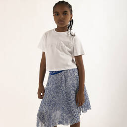 Givenchy-Бело-голубая юбка с принтом под зебру | Childrensalon Outlet