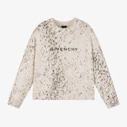 Givenchy-Girls Cream Leopard Knit Jumper | Childrensalon Outlet