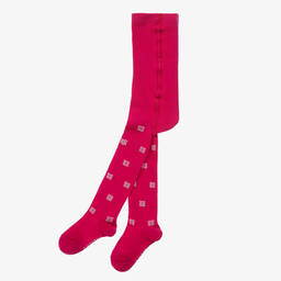 Givenchy-Girls Fuchsia Pink Cotton 4G Tights | Childrensalon Outlet