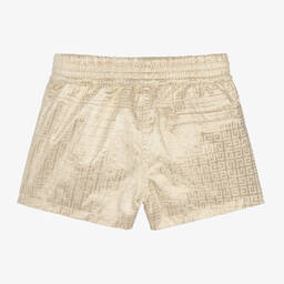 Givenchy-Girls Gold Jacquard Shorts | Childrensalon Outlet