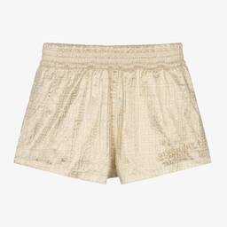 Givenchy-Girls Gold Jacquard Shorts | Childrensalon Outlet