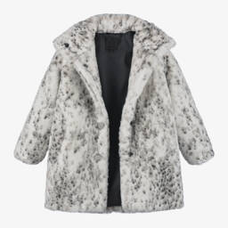 Givenchy-Girls Ivory Animal Print Faux Fur Coat | Childrensalon Outlet