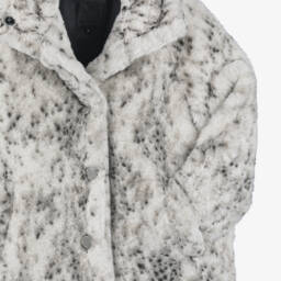 Givenchy-Girls Ivory Animal Print Faux Fur Coat | Childrensalon Outlet