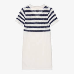 Givenchy-فستان أبيض وكحلي محبوك بالدانتيل للبنات | Childrensalon Outlet