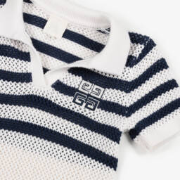 Givenchy-فستان أبيض وكحلي محبوك بالدانتيل للبنات | Childrensalon Outlet