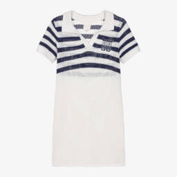Givenchy-فستان أبيض وكحلي محبوك بالدانتيل للبنات | Childrensalon Outlet