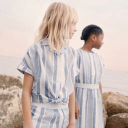 Givenchy-Girls Linen Blend Striped Sundress | Childrensalon Outlet