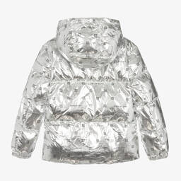Givenchy-Girls Metallic Silver 4G Down Jacket | Childrensalon Outlet