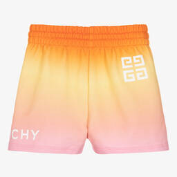 جيفنشي-شورت قطن لون برتقالي وزهري للبنات | Childrensalon Outlet