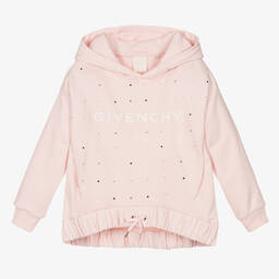 Givenchy-توب هودي قطن جيرسي لون زهري باهت للبنات | Childrensalon Outlet